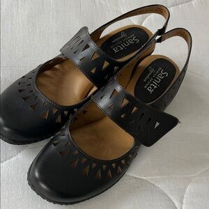 Sanita Black Cutout Mary Jane Flats